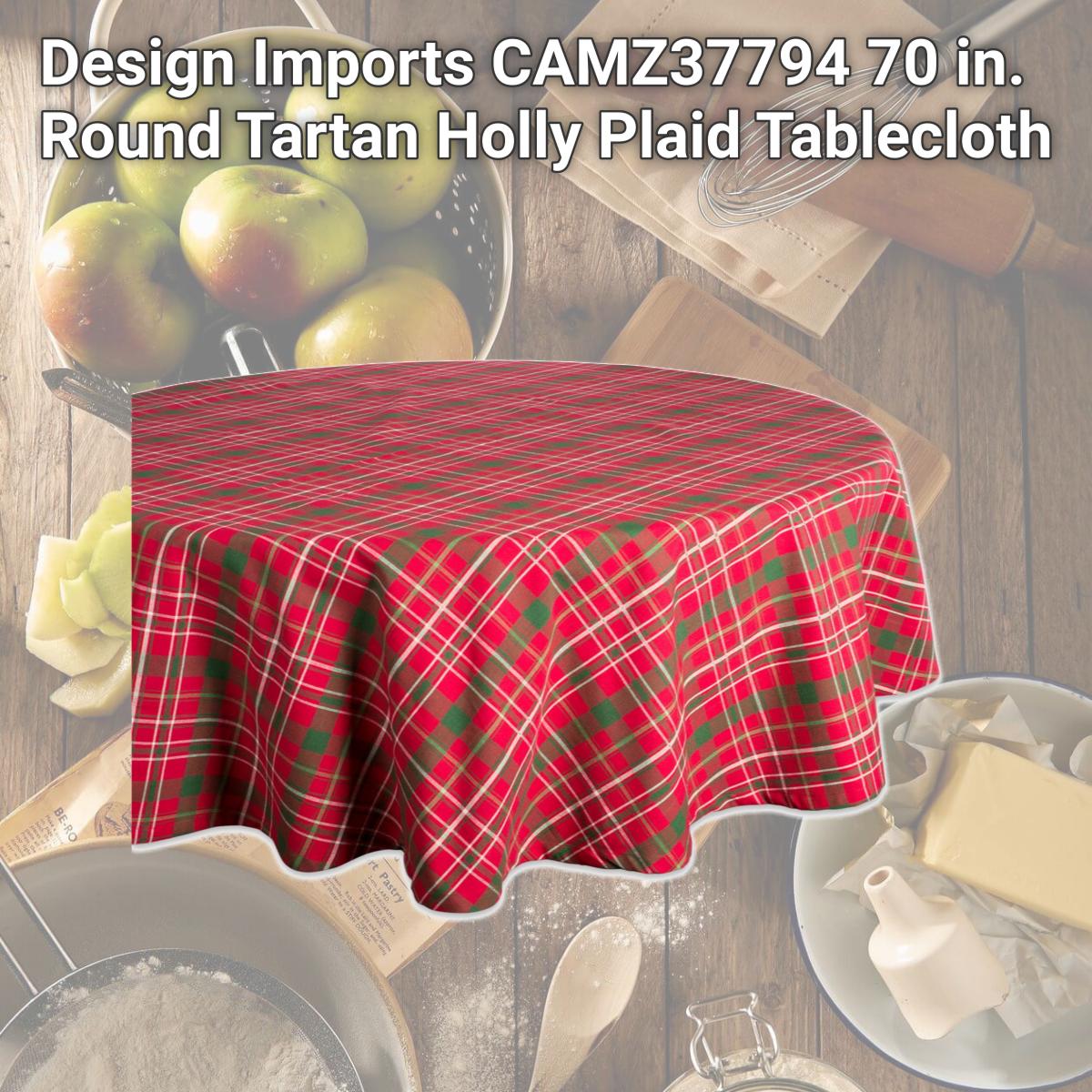 Picture of Design Imports CAMZ37794 70 in. Round Tartan Holly Plaid Tablecloth