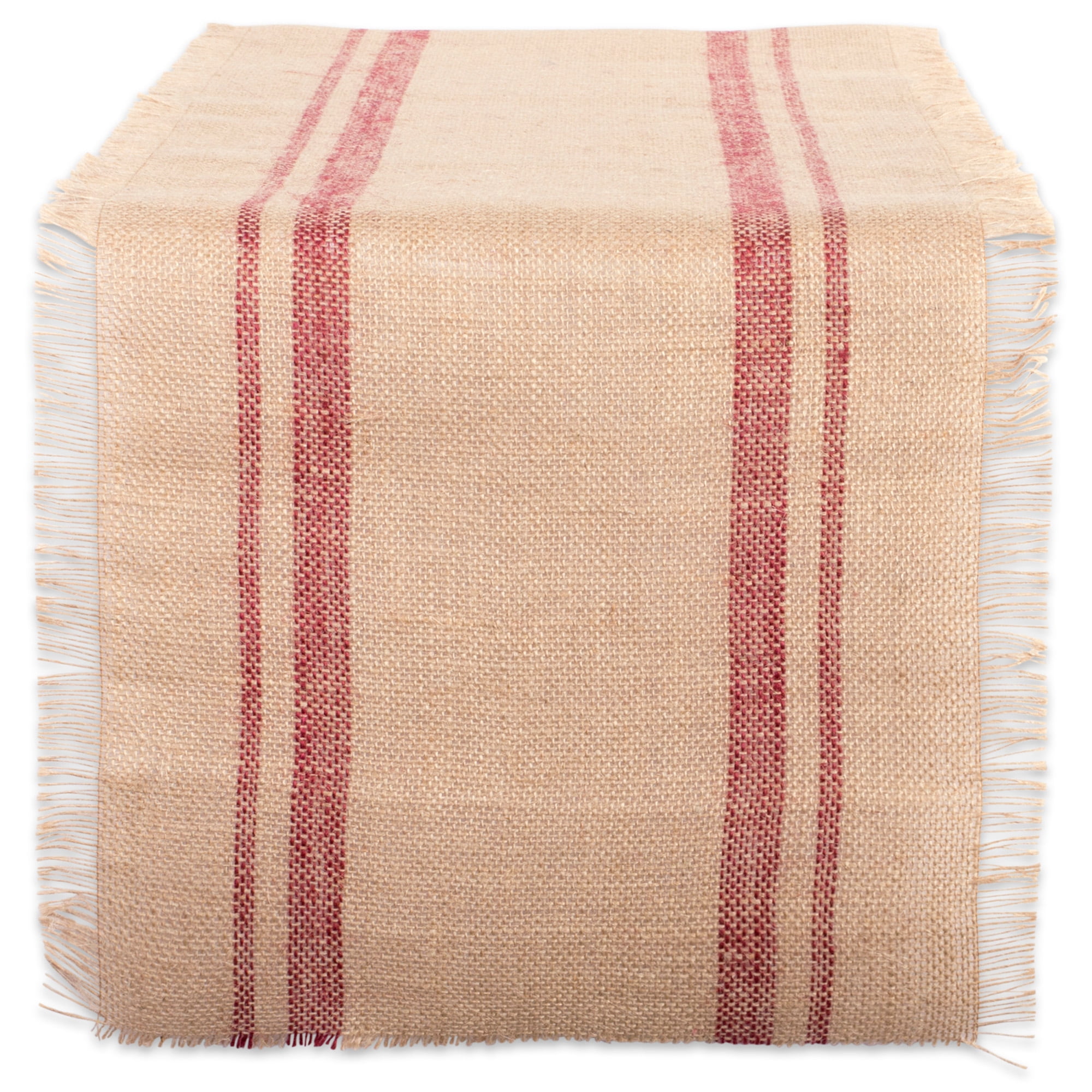 UPC 738215384102 product image for Design Imports CAMZ38410 14 x 108 in. Barn Red Double Border Burlap Table Runner | upcitemdb.com