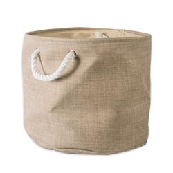 Design Imports Camz37075 15 X 16 X 16 In. Variegated Round Polyester Storage Bin, Taupe - Large