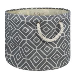 Design Imports Camz10016 15 X 16 X 16 In. Stained Round Polyester Storage Bin, Grey - Large
