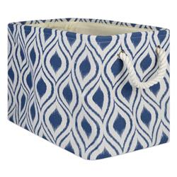 Design Imports Camz10033 17.5 X 12 X 15 In. Ikat Rectangle Polyester Storage Bin, Blue - Large