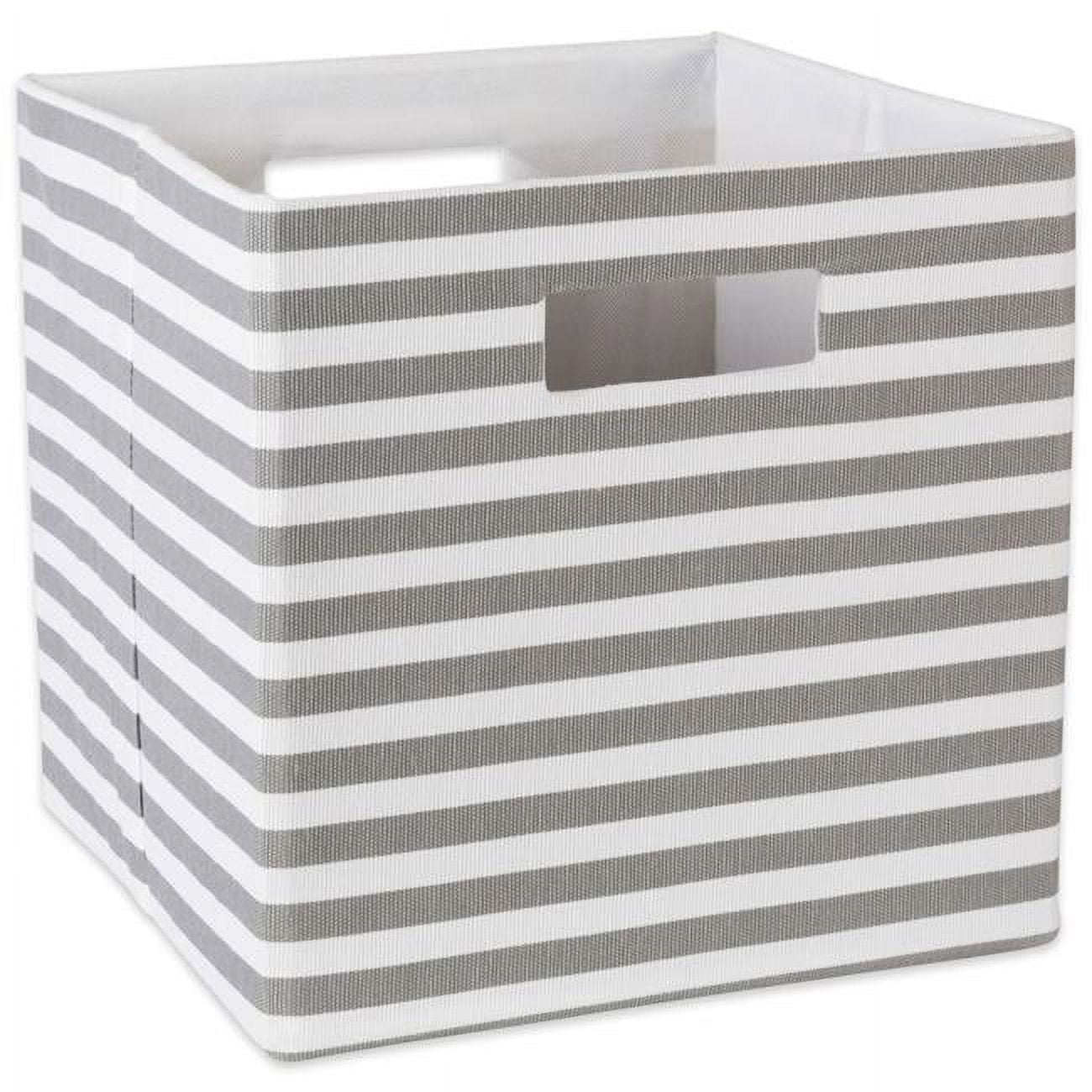 Design Imports Camz10601 11 X 11 X 11 In. Pinstripe Square Polyester Storage Cube, Grey