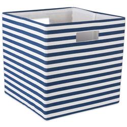 Design Imports Camz10604 13 X 13 X 13 In. Pinstripe Square Polyester Storage Cube, Nautical Blue