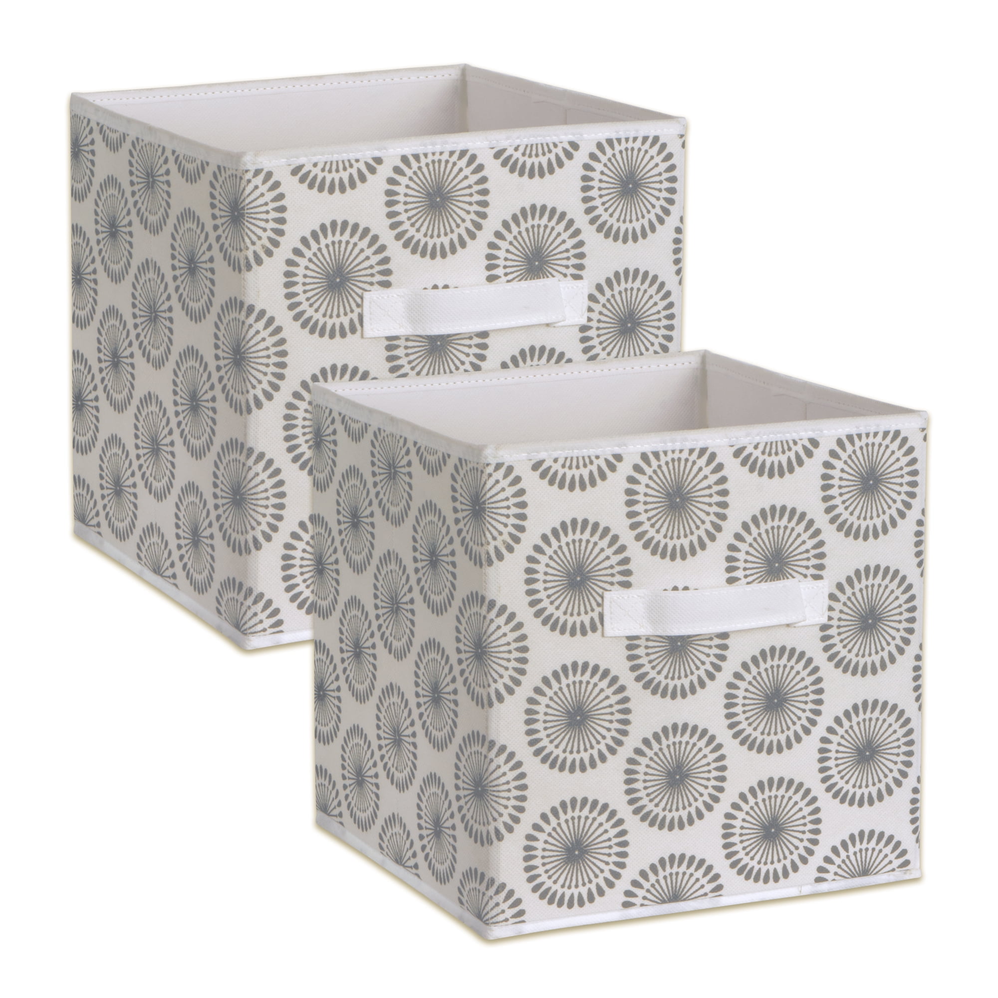 Design Imports Camz35077 11 X 11 X 11 In. Nonwoven Starburst Square Polyester Storage Cube, Grey - Set Of 2