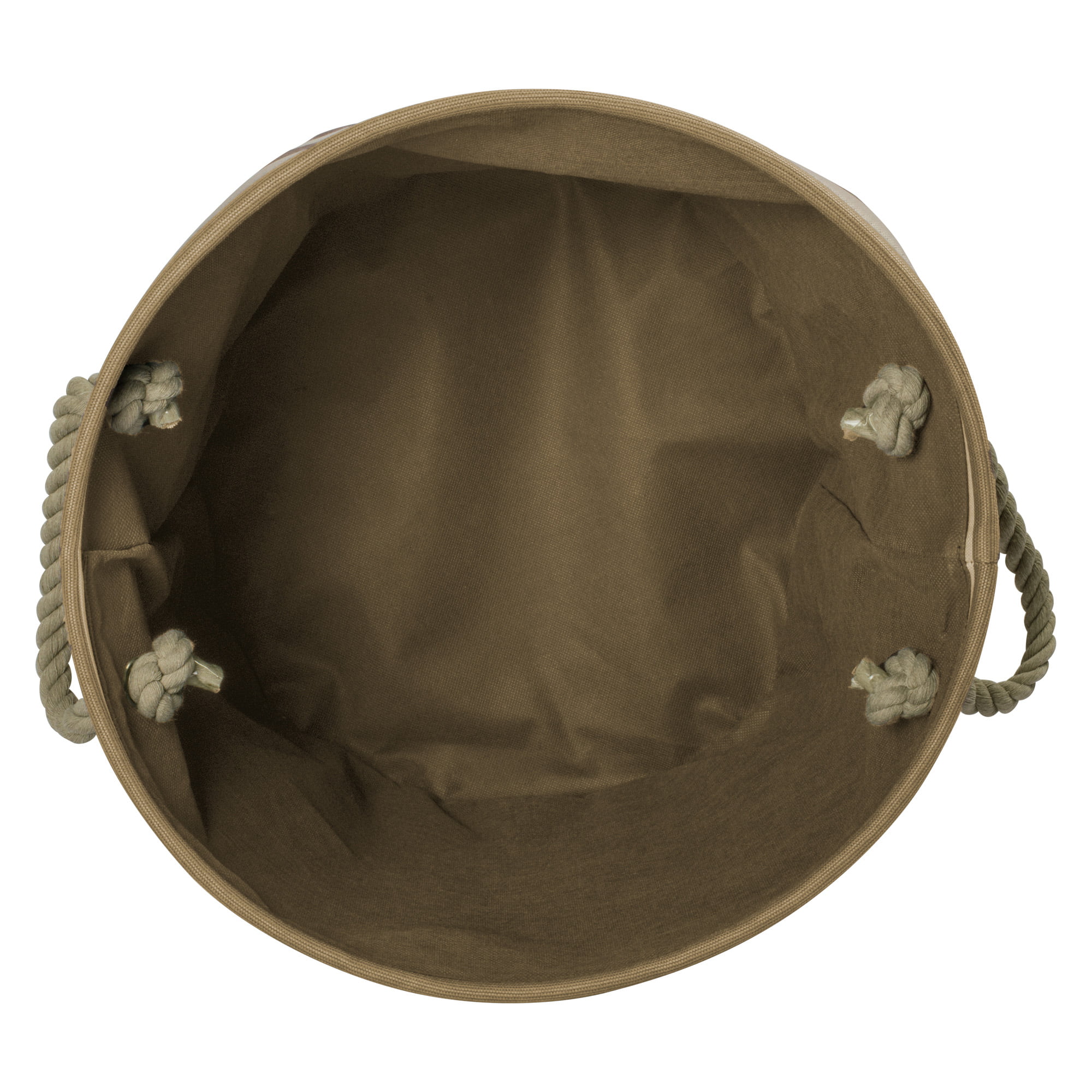 Design Imports Camz37210 9 X 12 X 12 In. Polyester Pet Round Storage Bin Stripe With Paw Patch, Brown - Small