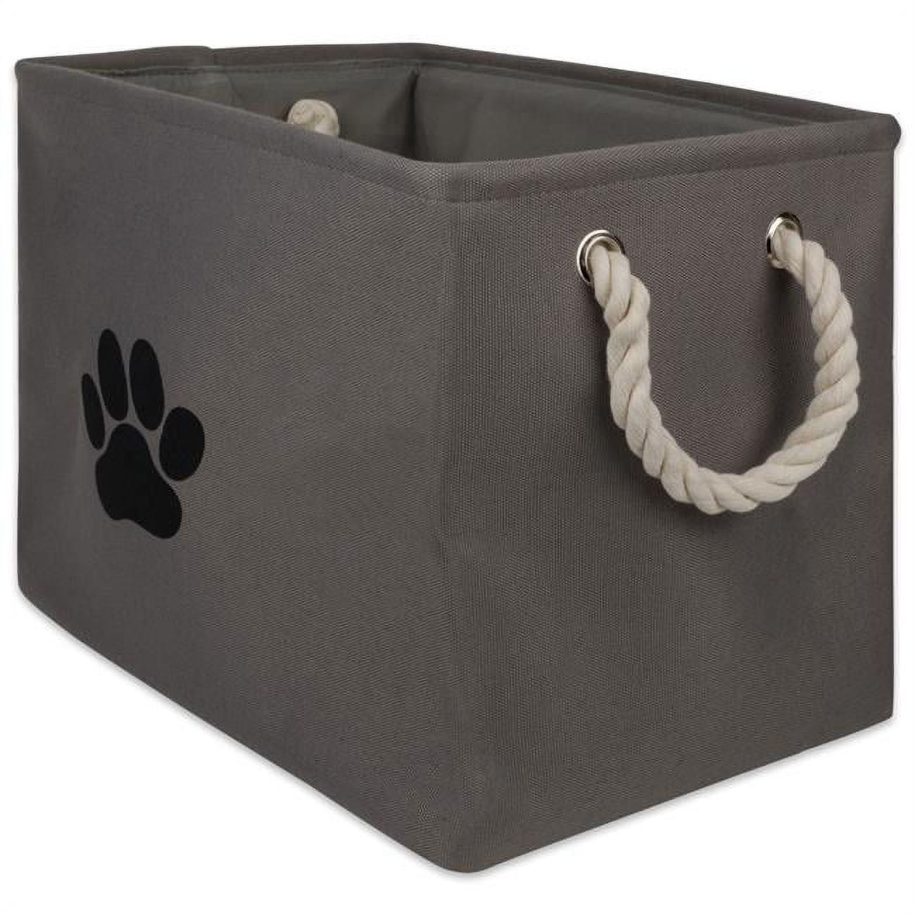 Design Imports Camz38656 14 X 8 X 9 In. Polyester Rectangle Pet Bin Paw, Grey - Small