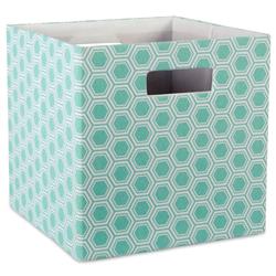 Design Imports Camz37929 11 X 11 X 11 In. Honeycomb Square Polyester Storage Cube, Aqua