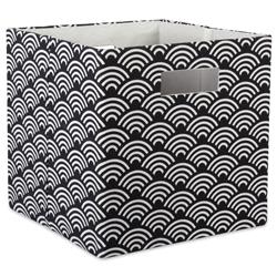 Design Imports Camz37941 11 X 11 X 11 In. Waves Square Polyester Storage Cube, Black