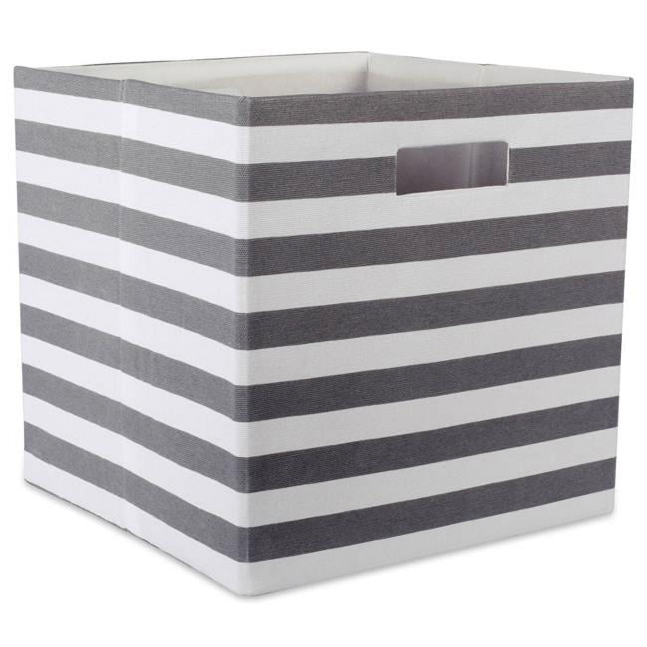 Design Imports Camz37946 13 X 13 X 13 In. Stripe Square Polyester Storage Cube, Grey