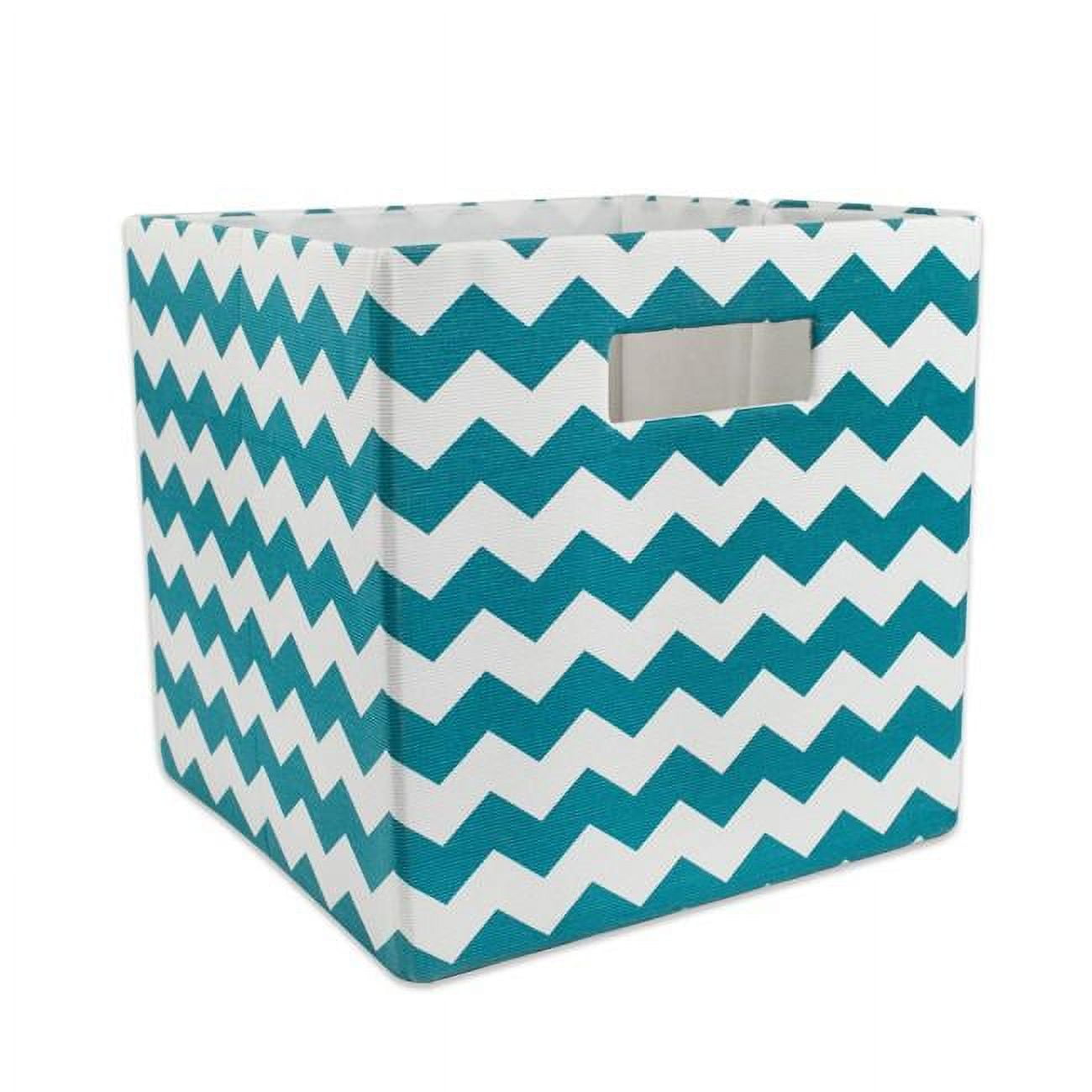 Design Imports Camz37949 13 X 13 X 13 In. Chevron Square Polyester Storage Cube, Teal