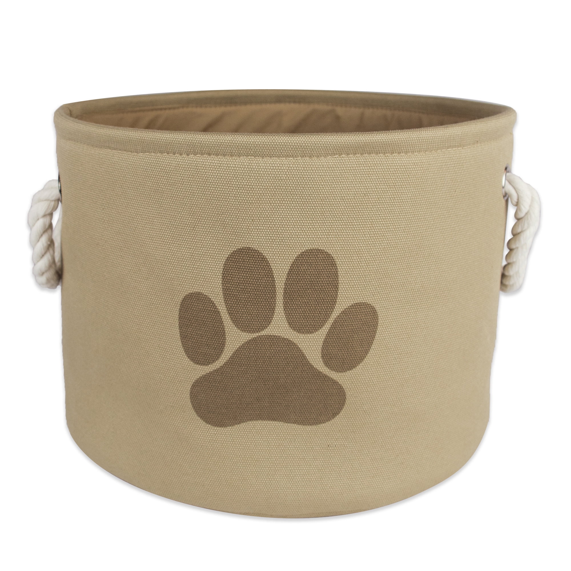 Design Imports Camz36089 9 X 12 X 12 In. Polyester Round Pet Bin Paw, Taupe - Small