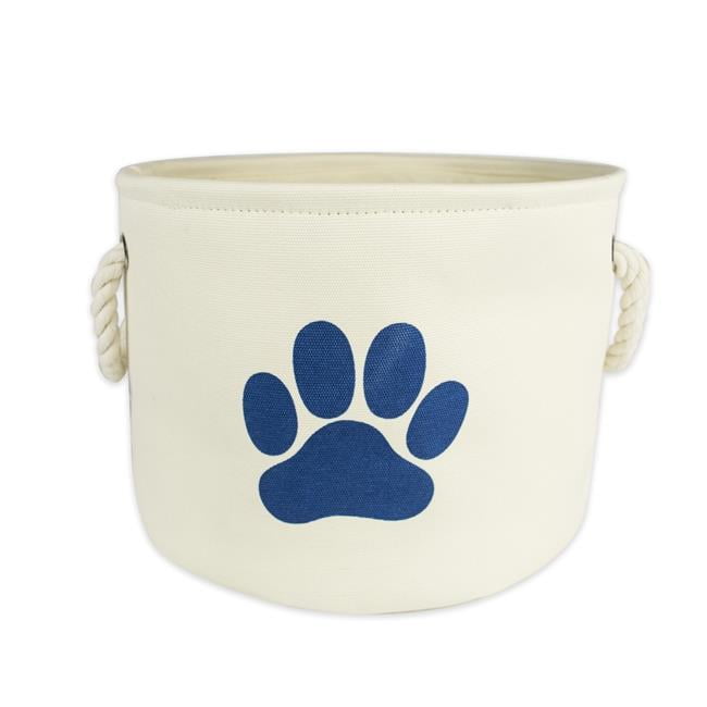 Design Imports Camz36187 9 X 12 X 12 In. Polyester Round Pet Bin Paw, Off White - Small