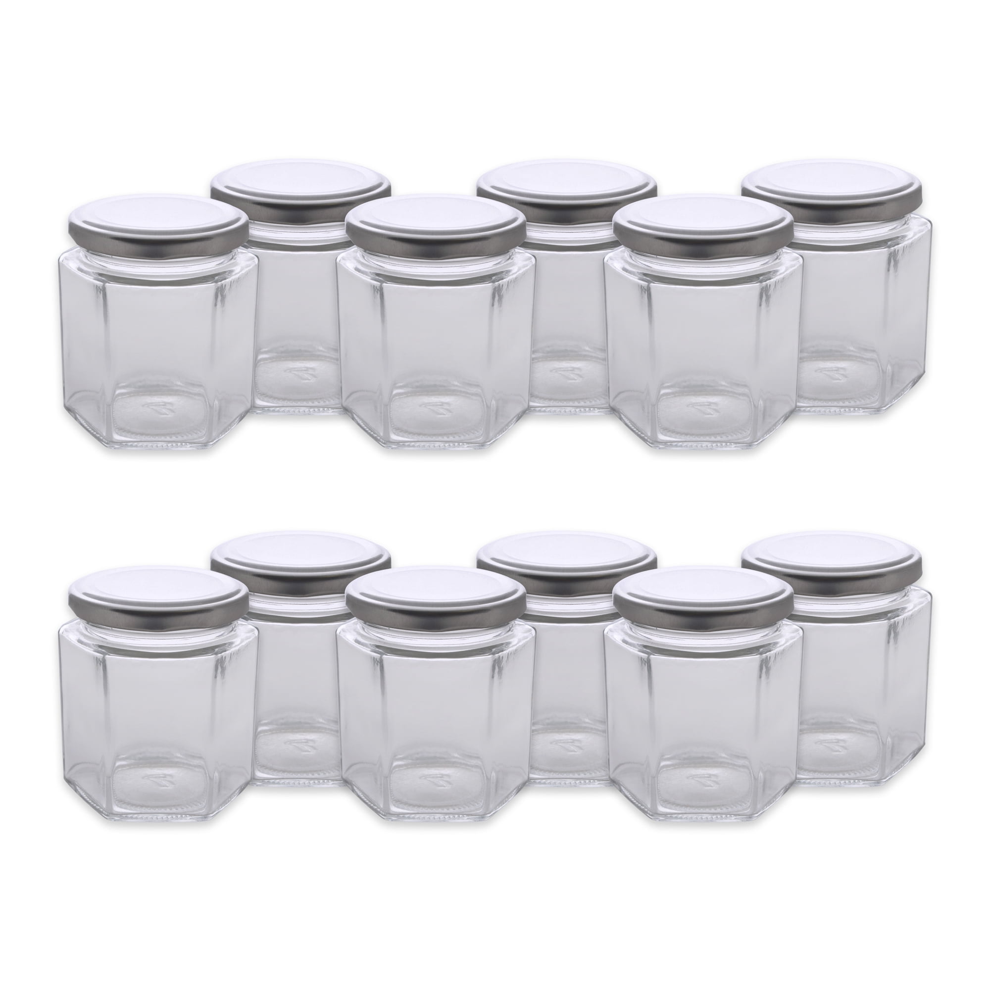 UPC 072724017077 product image for Design Imports Z01707 Hexagon Jars With Silver Lids - Set of 12 | upcitemdb.com