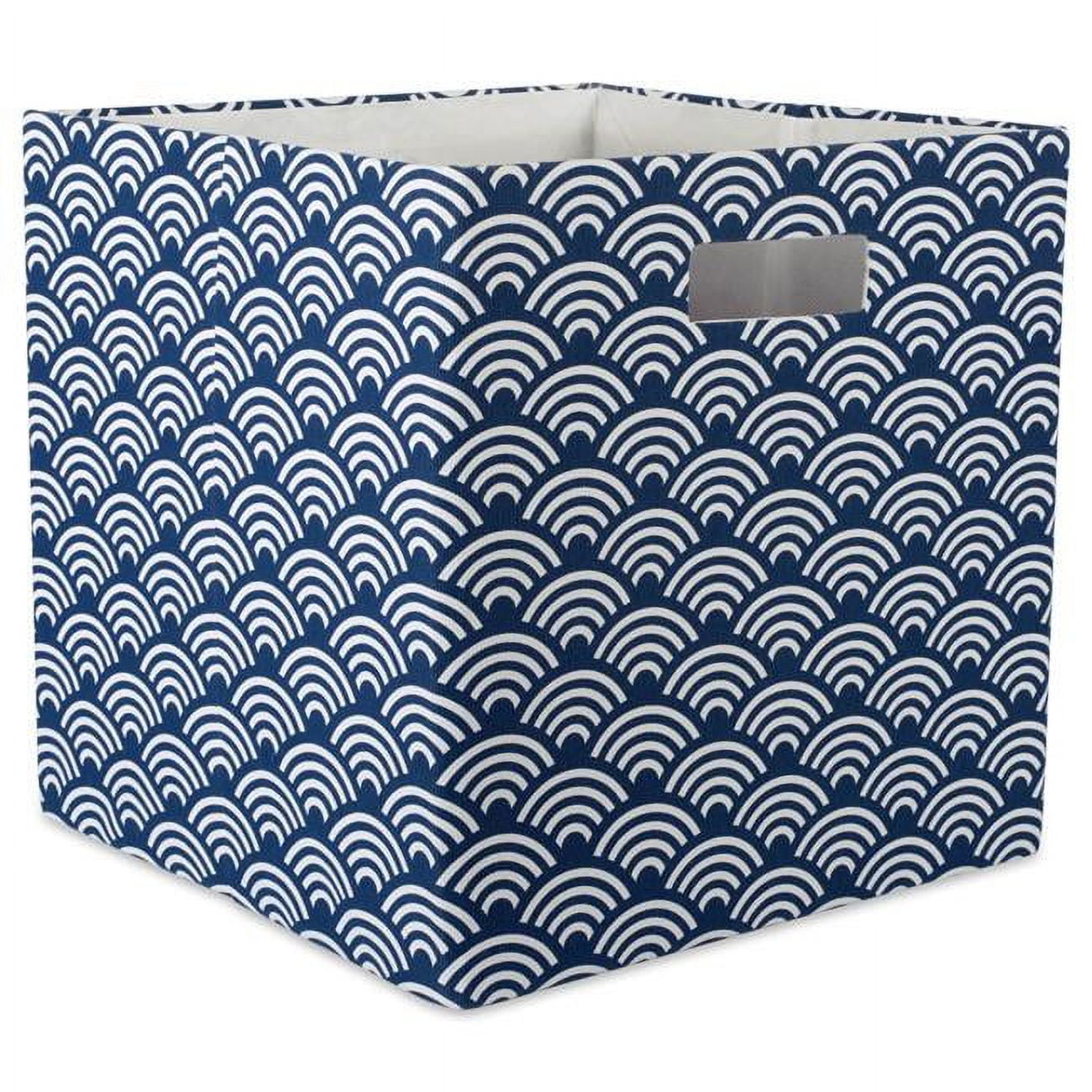 Design Imports Camz36638 11 X 11 X 11 In. Waves Square Polyester Storage Cube, Nautical Blue