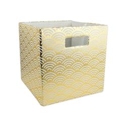 Design Imports Camz36639 11 X 11 X 11 In. Waves Square Polyester Storage Cube, Gold