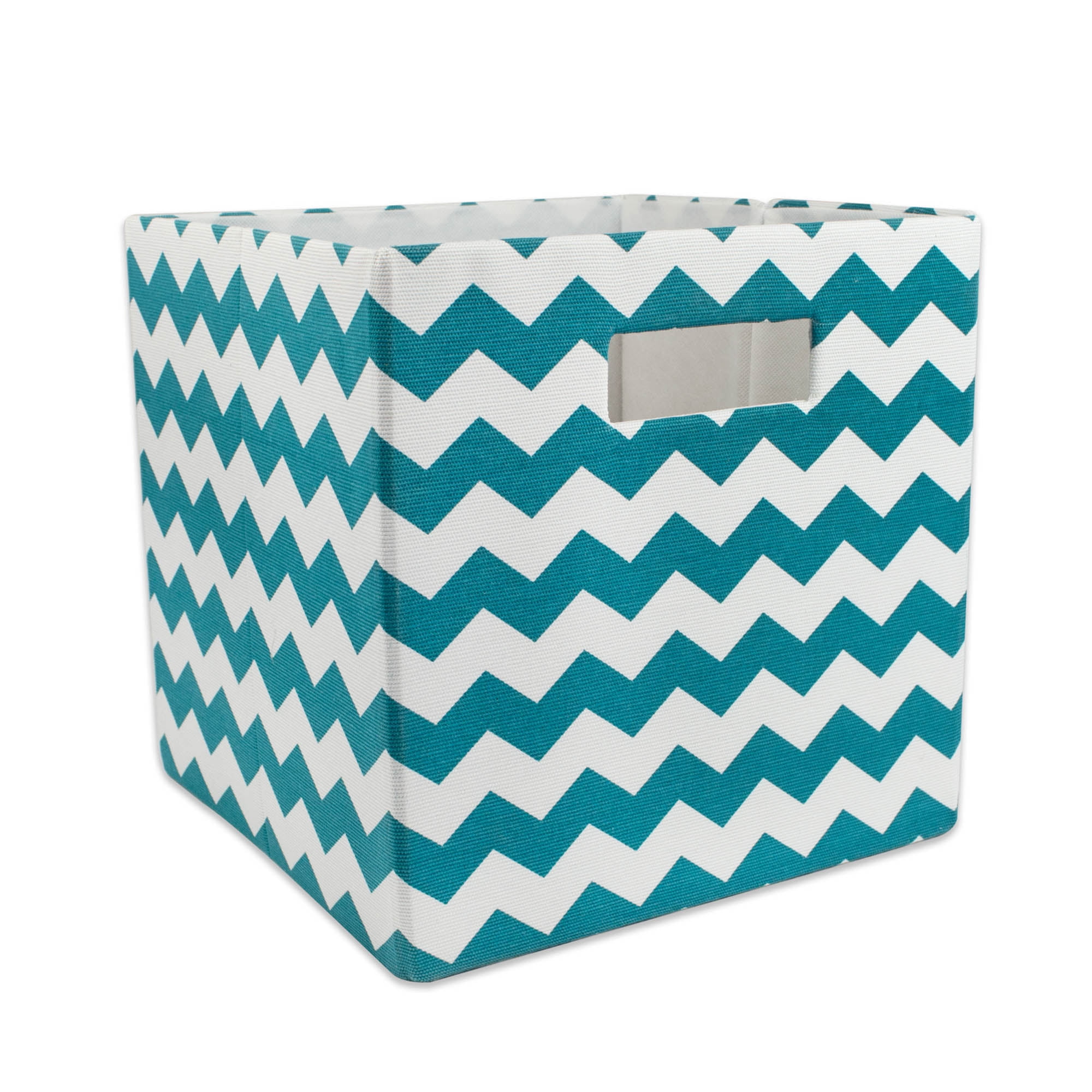 Design Imports Camz36641 11 X 11 X 11 In. Chevron Square Polyester Storage Cube, Teal