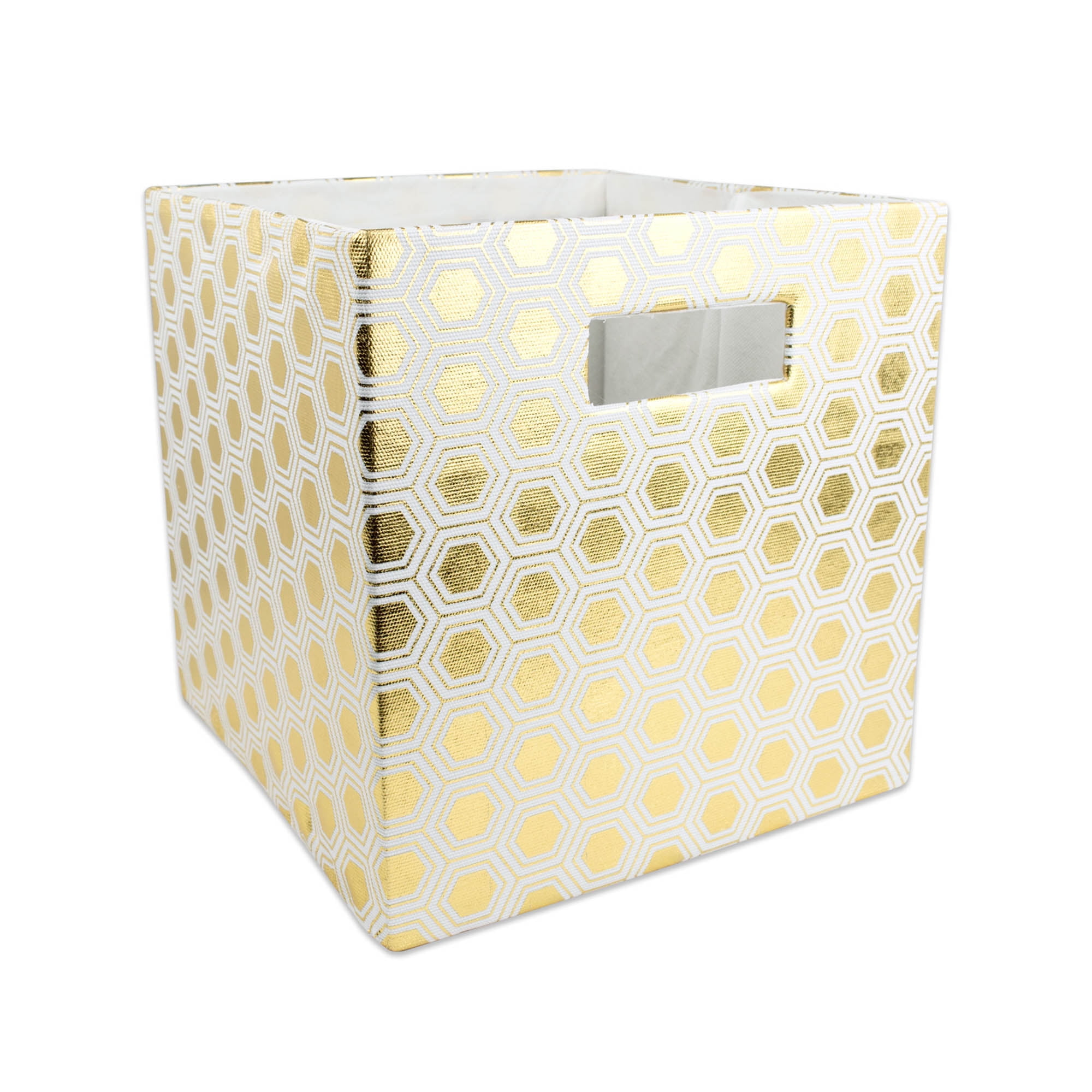 Design Imports Camz36647 11 X 11 X 11 In. Honeycomb Square Polyester Storage Cube, Gold