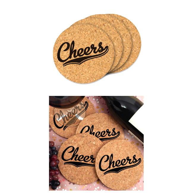 8417185 4 In. Dia. Cheers Round Cork Coasters - Set Of 4