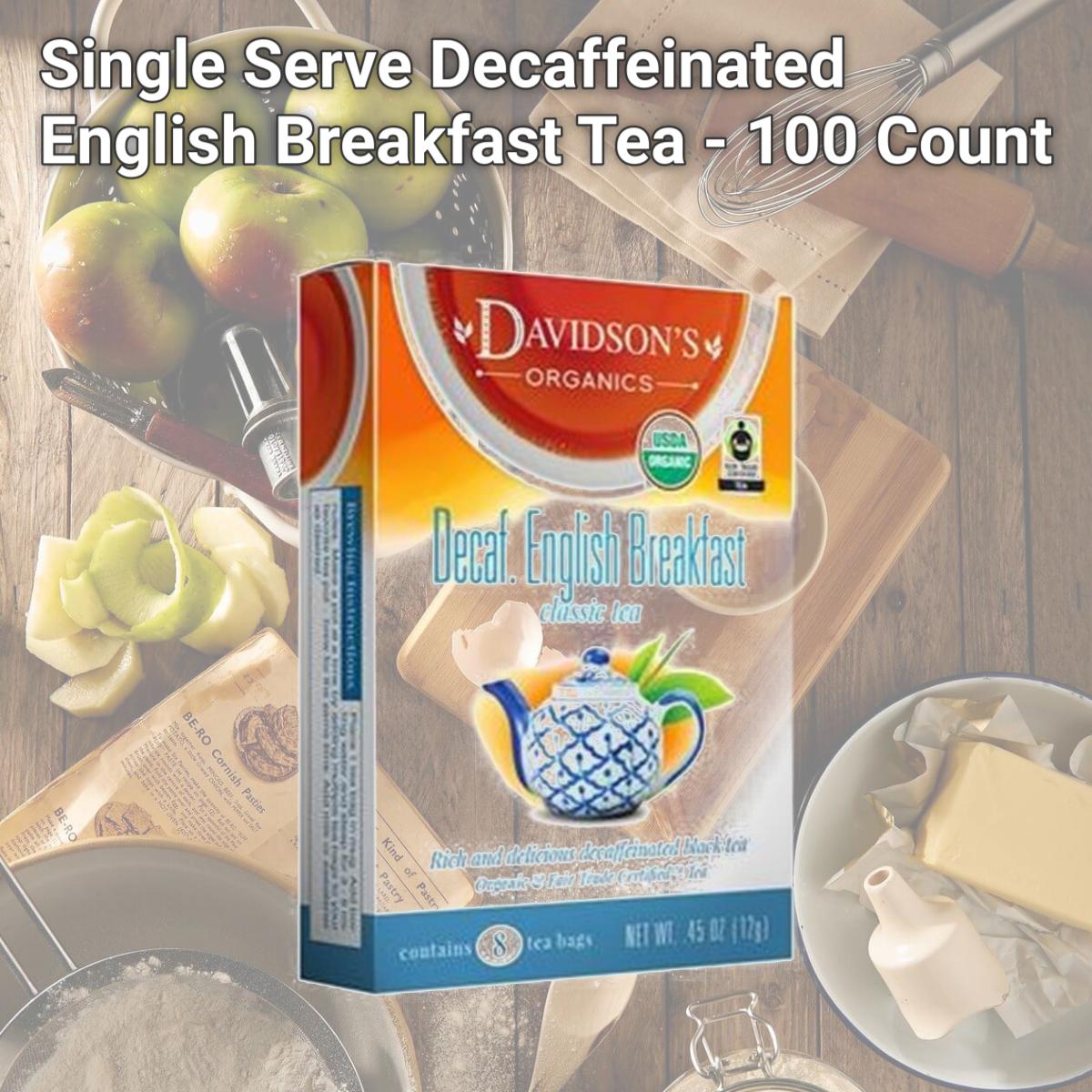 Picture of Davidsons Organics 1142 Single Serve Decaffeinated English Breakfast Tea - 100 Count