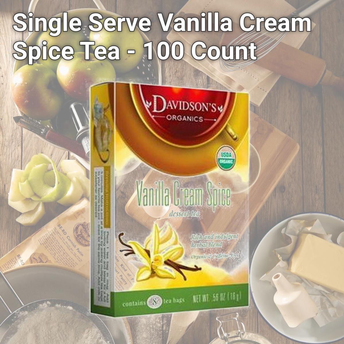 Picture of Davidsons Organics 1154 Single Serve Vanilla Cream Spice Tea - 100 Count