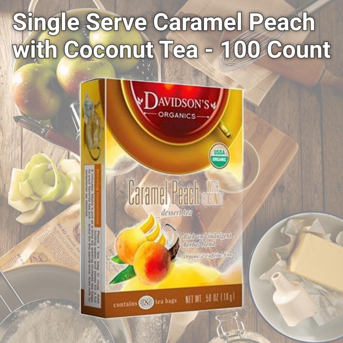 Picture of Davidsons Organics 1155 Single Serve Caramel Peach with Coconut Tea - 100 Count
