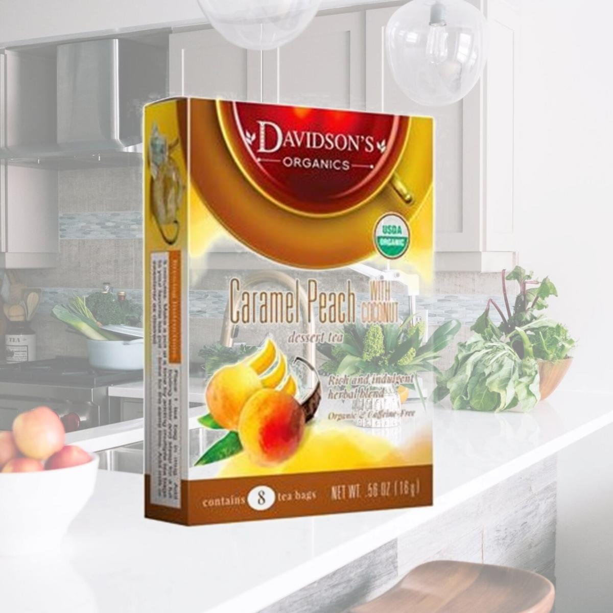 Picture of Davidsons Organics 1155 Single Serve Caramel Peach with Coconut Tea - 100 Count