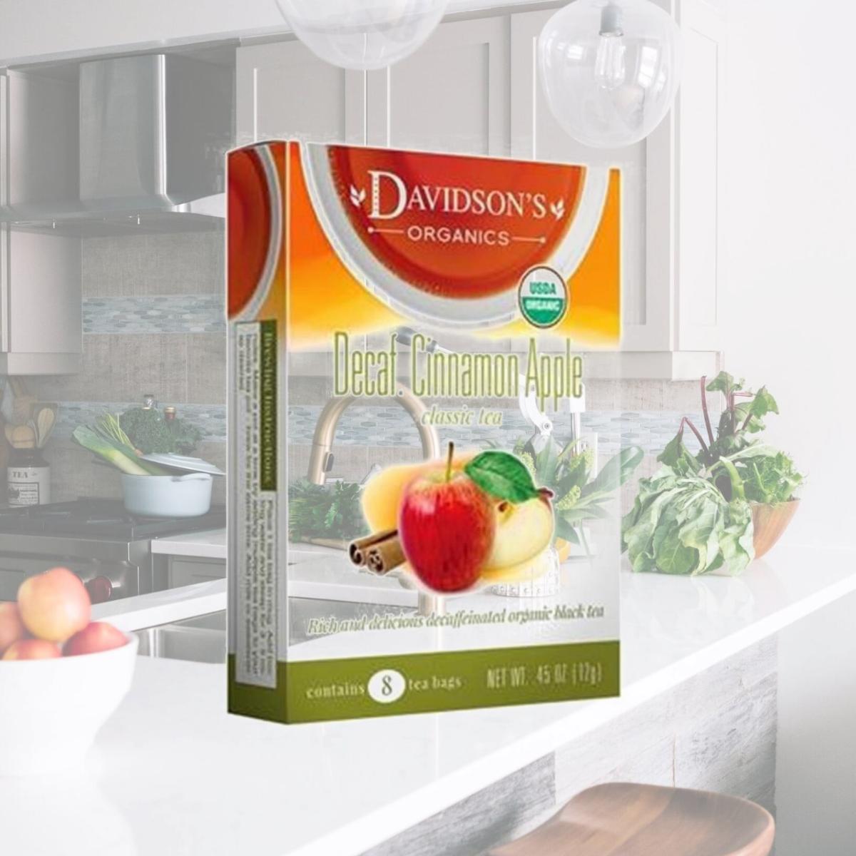 Picture of Davidsons Organics 1170 Single Serve Decaffeinated Cinnamon Apple Tea - 100 Count