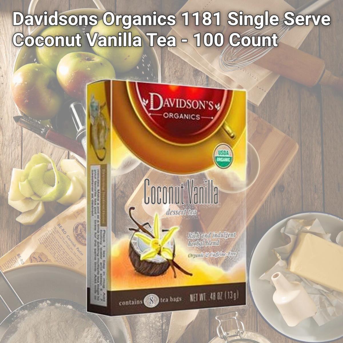 Picture of Davidsons Organics 1181 Single Serve Coconut Vanilla Tea - 100 Count