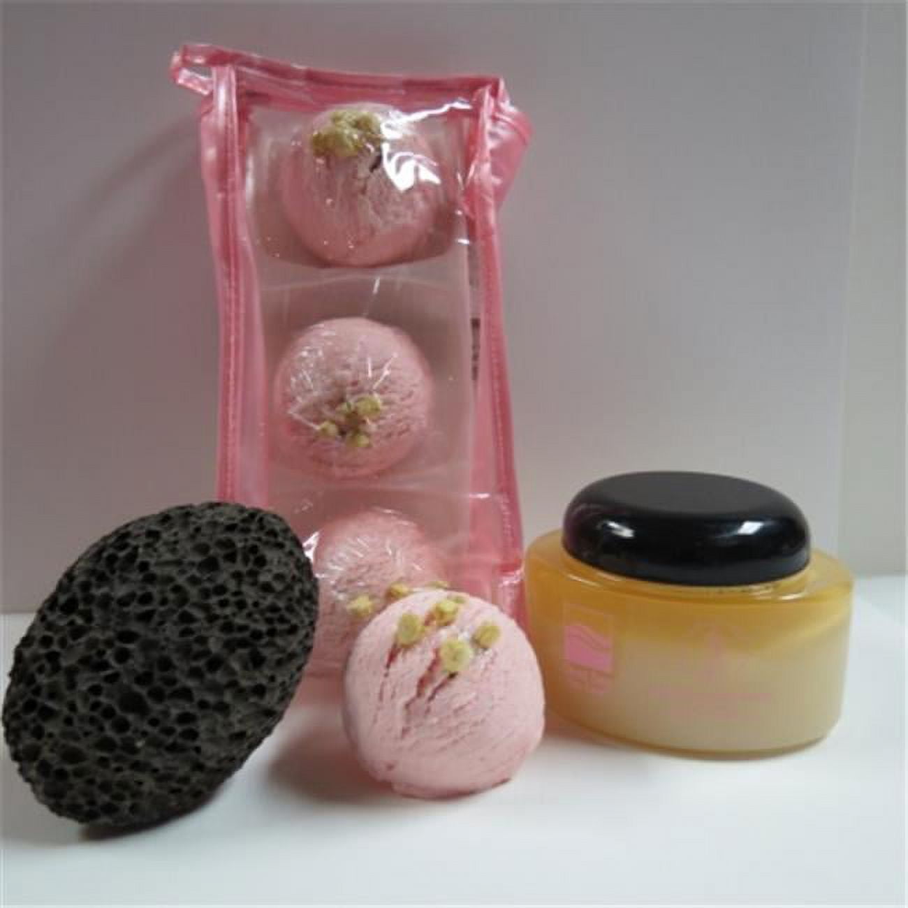 Deadsea-bbtal05 3 Pack Cherry Almond Bubble Bath Truffles, 10 Oz Almond Dry Salt Scrub & Pumice Stone