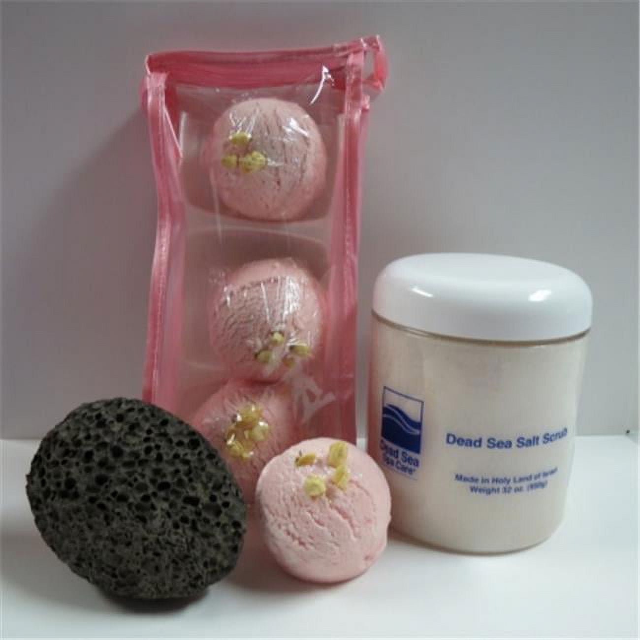 Deadsea-bbtal07 3 Pack Cherry Almond Bubble Bath Truffles, 32 Oz Almond Dry Salt Scrub & Pumice Stone