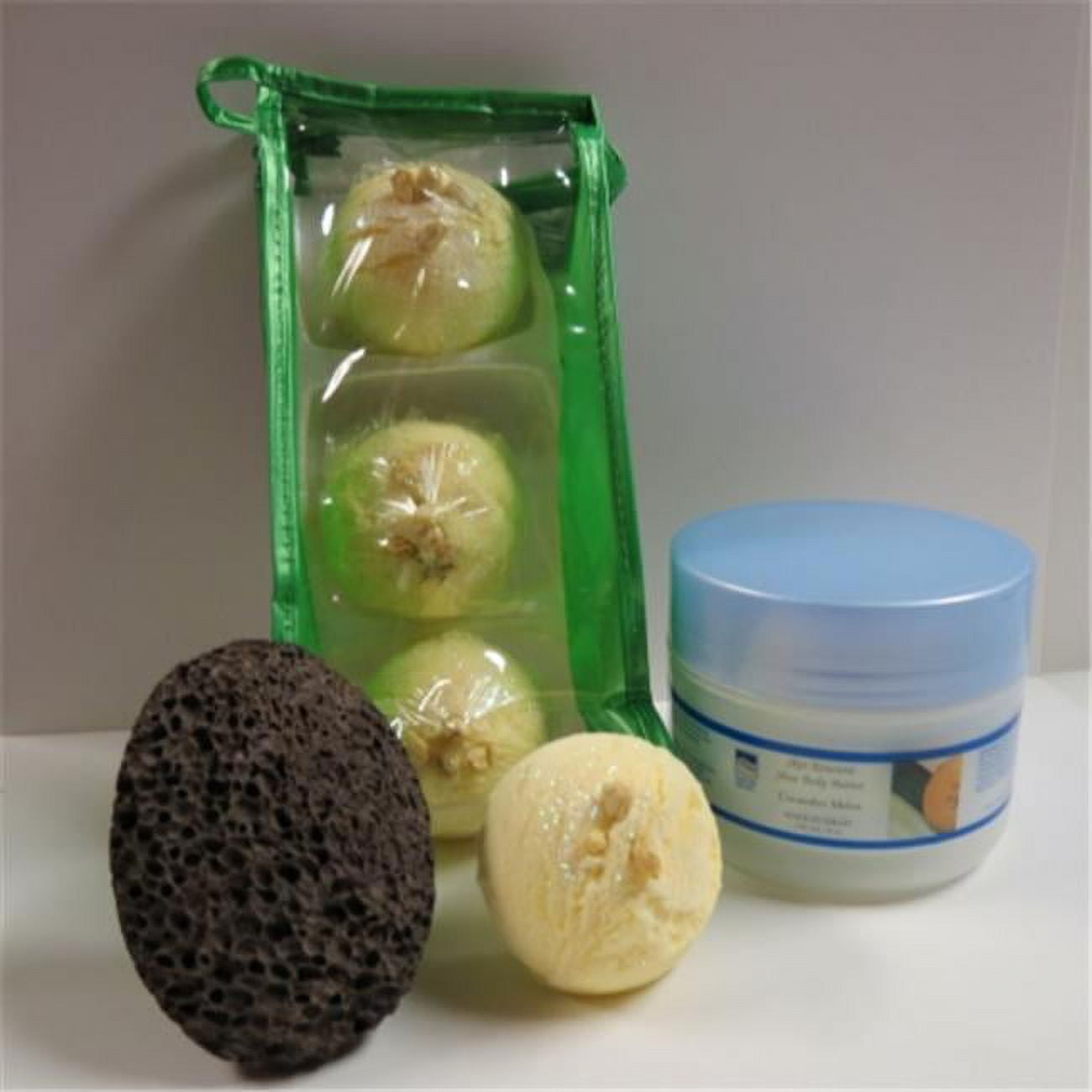 Deadsea-bbtcocl03 3 Pack Coconut Lime Bubble Bath Truffles, 8 Oz Cucumber & Melon Shea Body Butter & Pumice Stone