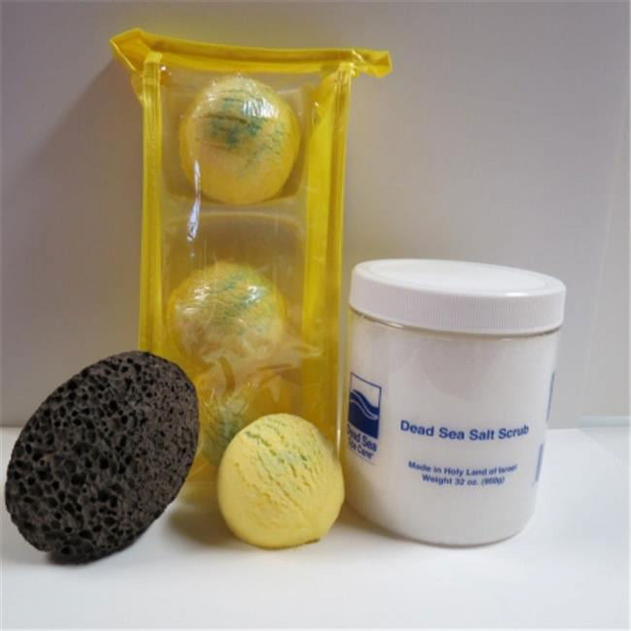 Deadsea-bbtlv05 3 Pack Lemmon Verbena Bubble Bath Truffles, 32 Oz Serenity Dry Salt Scrub & Pumice Stone