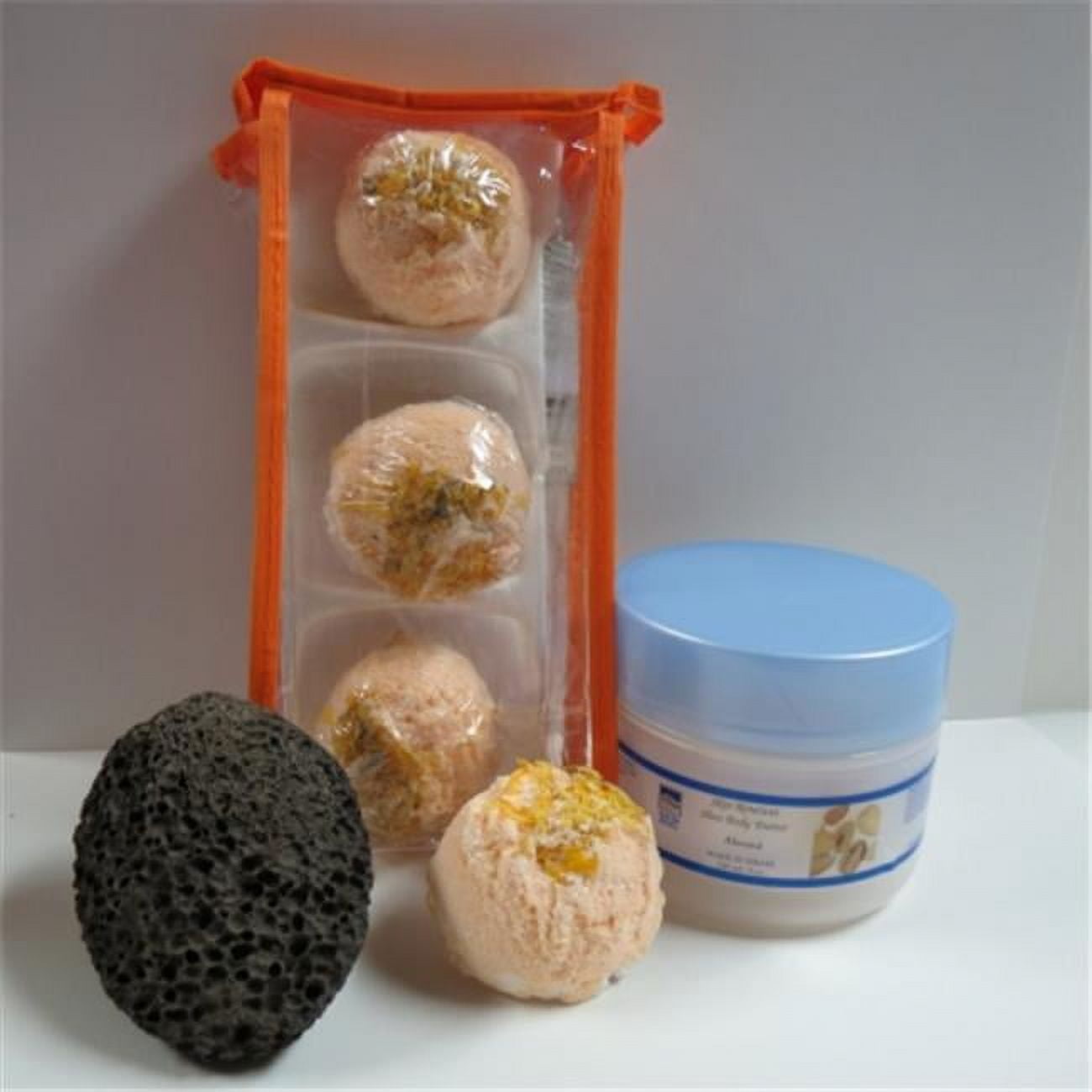 Deadsea-bbtmm03 3 Pack Mango Mandarin Bubble Bath Truffles, 8 Oz Almond Shea Body Butter & Pumice Stone