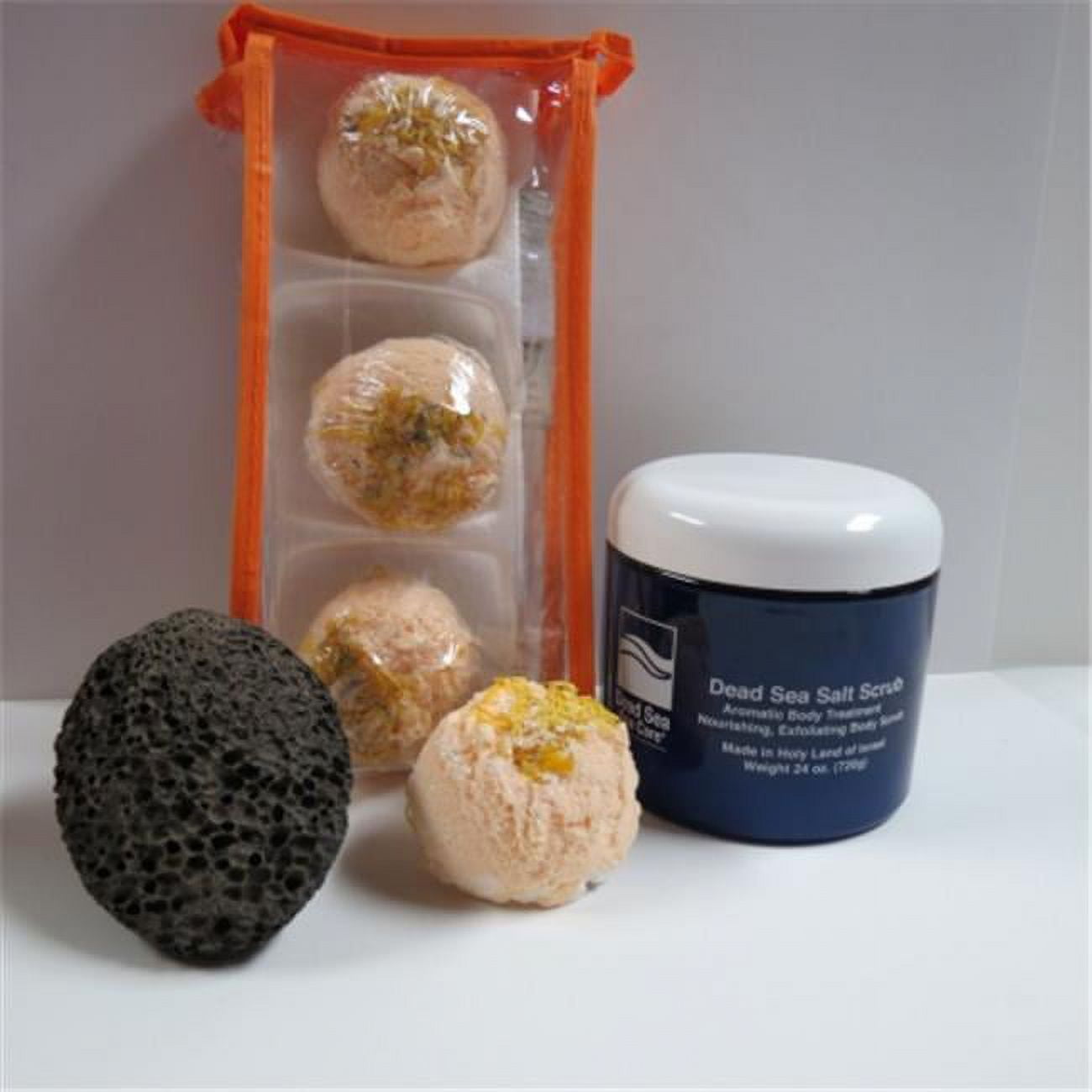 Deadsea-bbtmm04 3 Pack Mango Mandarin Bubble Bath Truffles, 24 Oz Almond Dry Salt Scrub & Pumice Stone