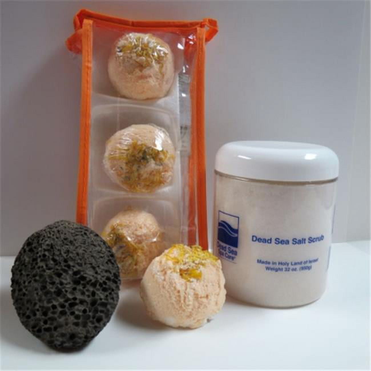 Deadsea-bbtmm05 3 Pack Mango Mandarin Bubble Bath Truffles, 32 Oz Almond Dry Salt Scrub & Pumice Stone