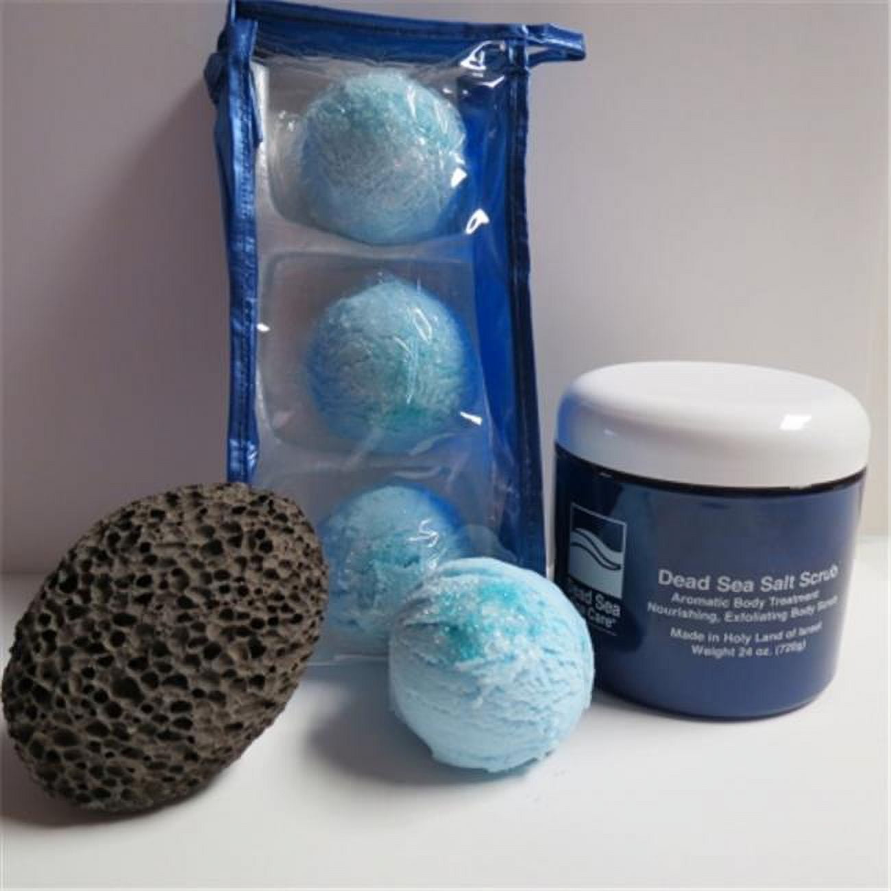 Deadsea-bbtow04 3 Pack Ocean Waves Bubble Bath Truffles, 24 Oz Ocean Therapy Dry Salt Scrub & Pumice Stone