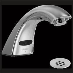 0.5 Gpm Chrome Commercial Single Hole Battery Operated Electronic Bathroom Faucet With Grid Strainer