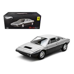 X5483 1 By 18 Scale Diecast 1973 Ferrari Dino 308 Gt4 Silver & Black Elite Edition Model Car