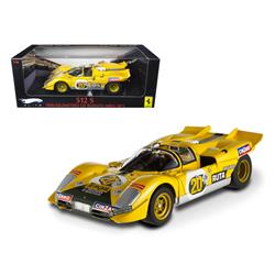 T6929 1 By 18 Scale Diecast Ferrari 512 S20 Yellow 1000 Kilometres Of Buenos Aires 1971 Elite Edition Model Car