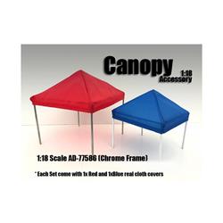 77586 1 By 18 Scale Canopy Accessory Blue & Red With 1 Chrome Frame