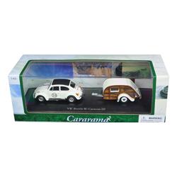 14811 1 By 43 Diecast Volkswagen Beetle 53 With Caravan Iii Trailer In Display Case Model Car
