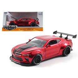 Jada 98136 1 By 24 Scale Diecast 2016 Chevrolet Camaro Ss Wide Body With Gt Wing Candy Red With Black Stripes Model Car