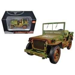 77406a 1 By 18 Scale Diecast Us Army Wwii Jeep Vehicle Military Police Green Weathered Version Model Car