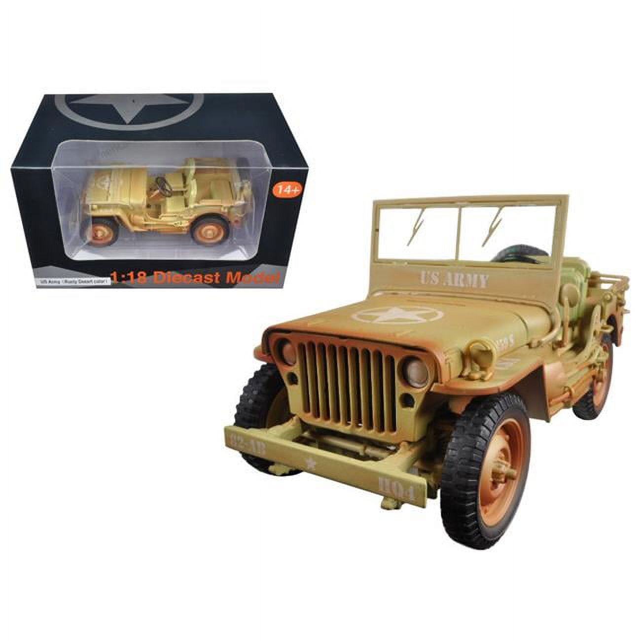 77408a 1 By 18 Scale Diecast Us Army Wwii Jeep Vehicle Desert Color Weathered Version Model Car