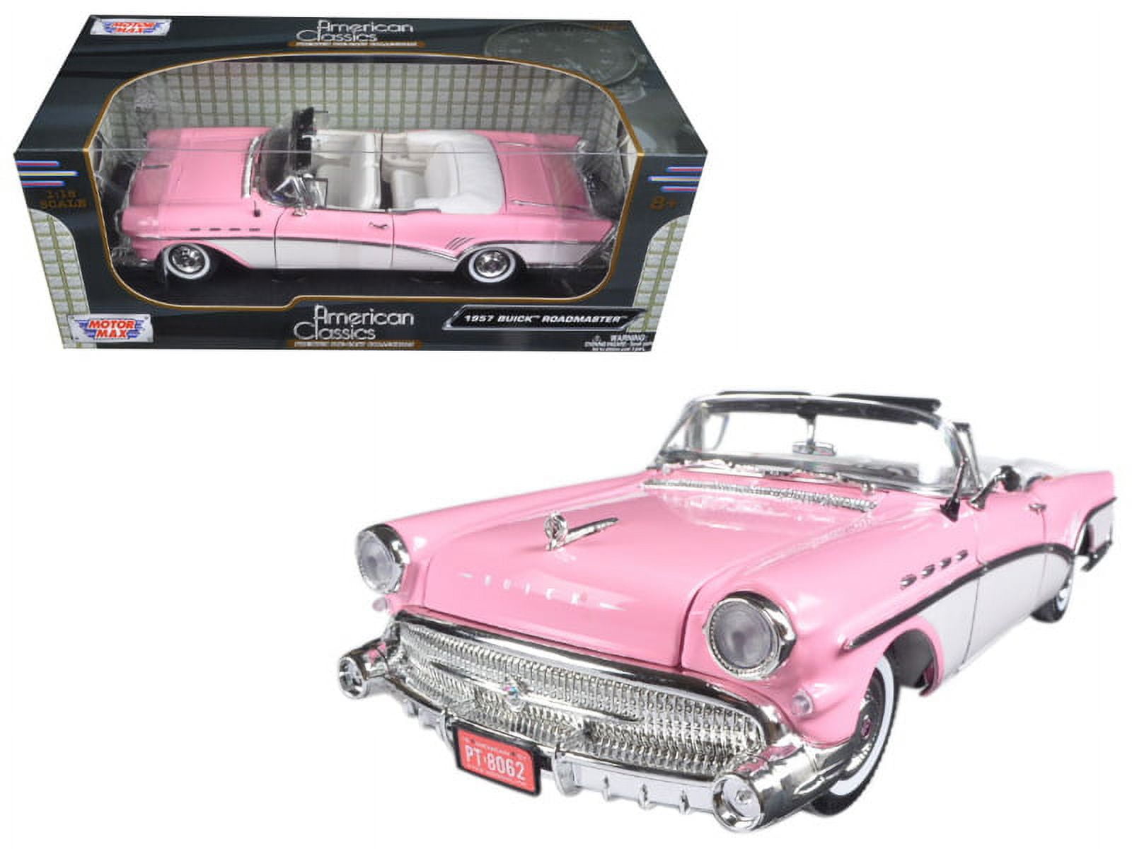 73152ac-pnk 1957 Buick Roadmaster 1 By 18 Diecast Model Car - Pink