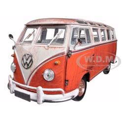 40300-45a 1 By 24 1960 Volkswagen Microbus Deluxe Rusted Verion Diecast Model Bus, Red