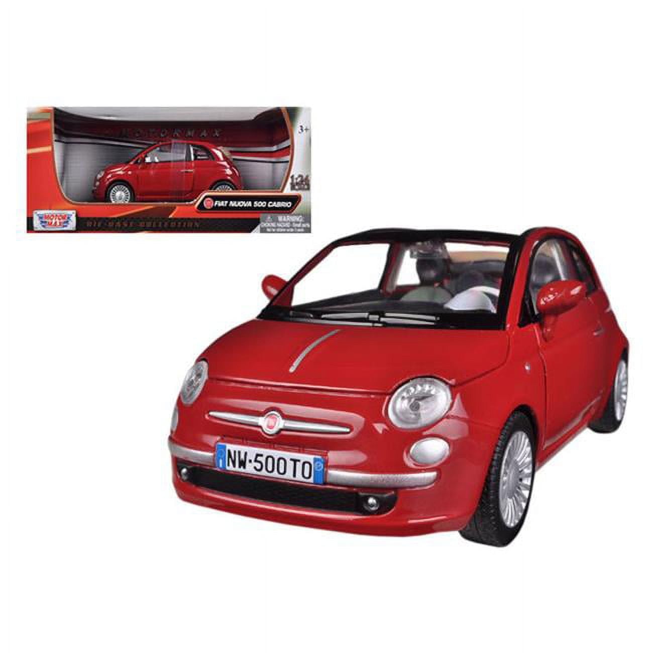 1 by 24 Fiat 500 Nuova Cabrio Diecast Model Car - Red