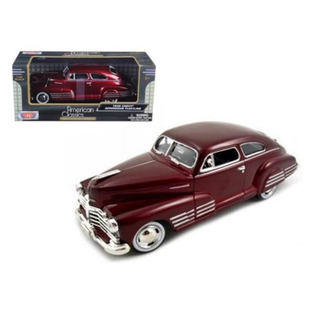 73266r 1948 Chevy Aerosedan Fleetline Metallic Model Car, Dark Red
