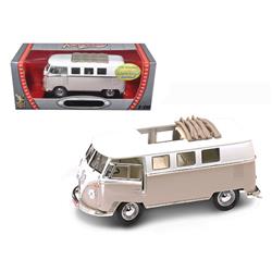 92327crm 1 By 18 1962 Volkswagen Microbus With Retractable Roof Diecast Car, Cream