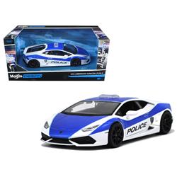 Maisto 32513 1 Isto 24 Lamborghini Huracan Lp610-4 Police Diecast Model Car, White & Blue
